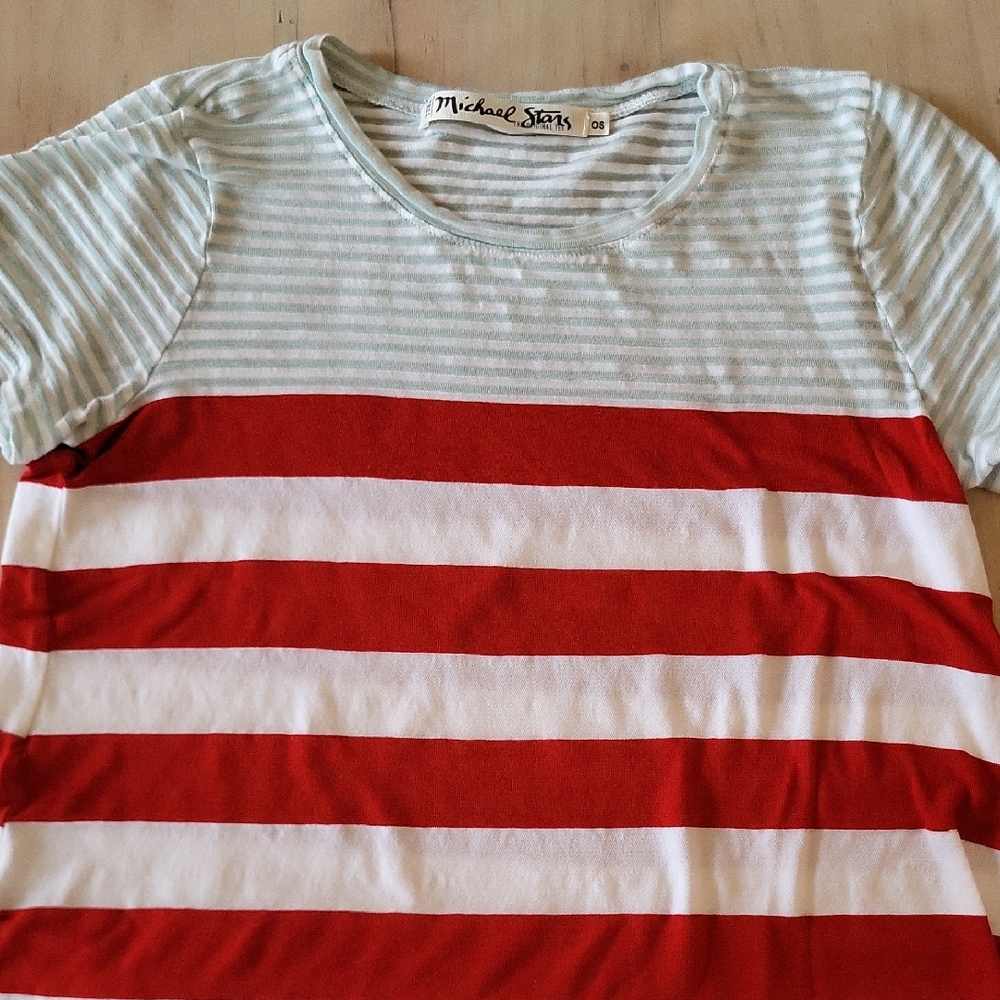 Michael Stars OS Red and White Striped Tee